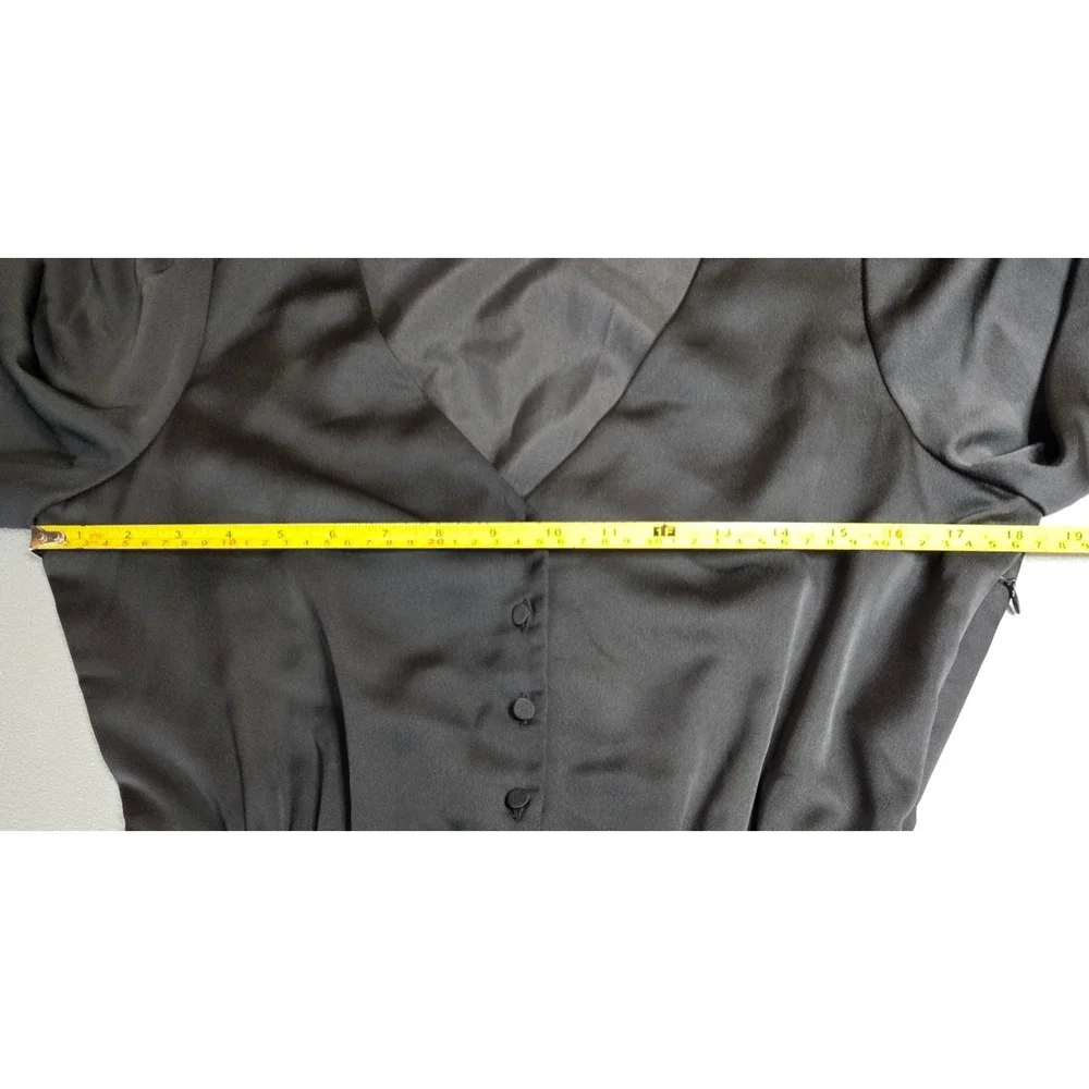 J. Crew‎ Womens 4 Black Satin Button Front Blouse